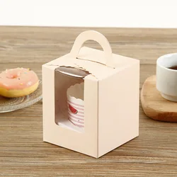 Spot one cup cake boxes kraft take away paper cup clear window cupcake box