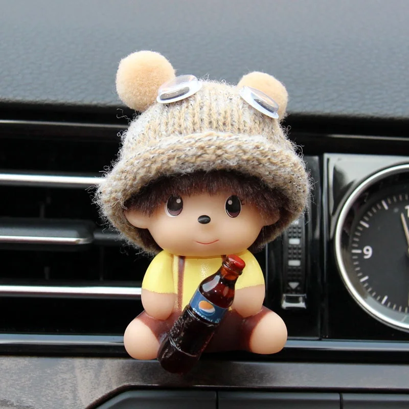 Car Decoration Doll Ornament Cute Couple Doll Car Air Vent Ornament Mini Cartoon Cake Milk Girls Car Scent