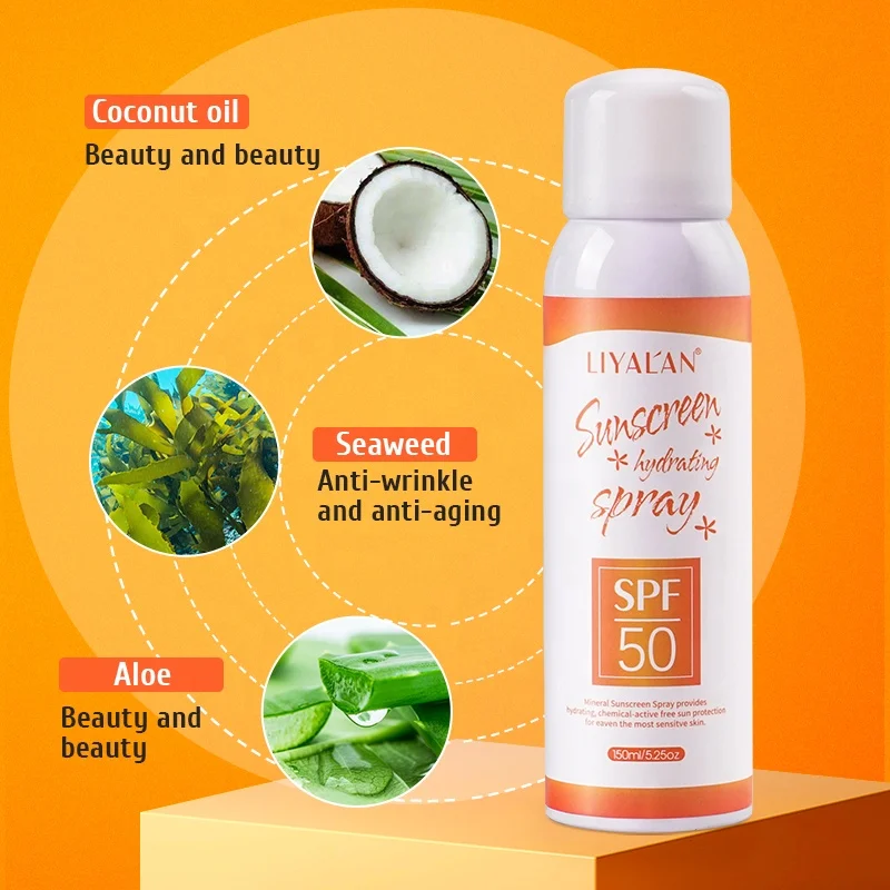 Оптовая продажа Sunblock Spf50 увлажняющий солнцезащитный спрей для лица стойкий органический Солнцезащитный тела