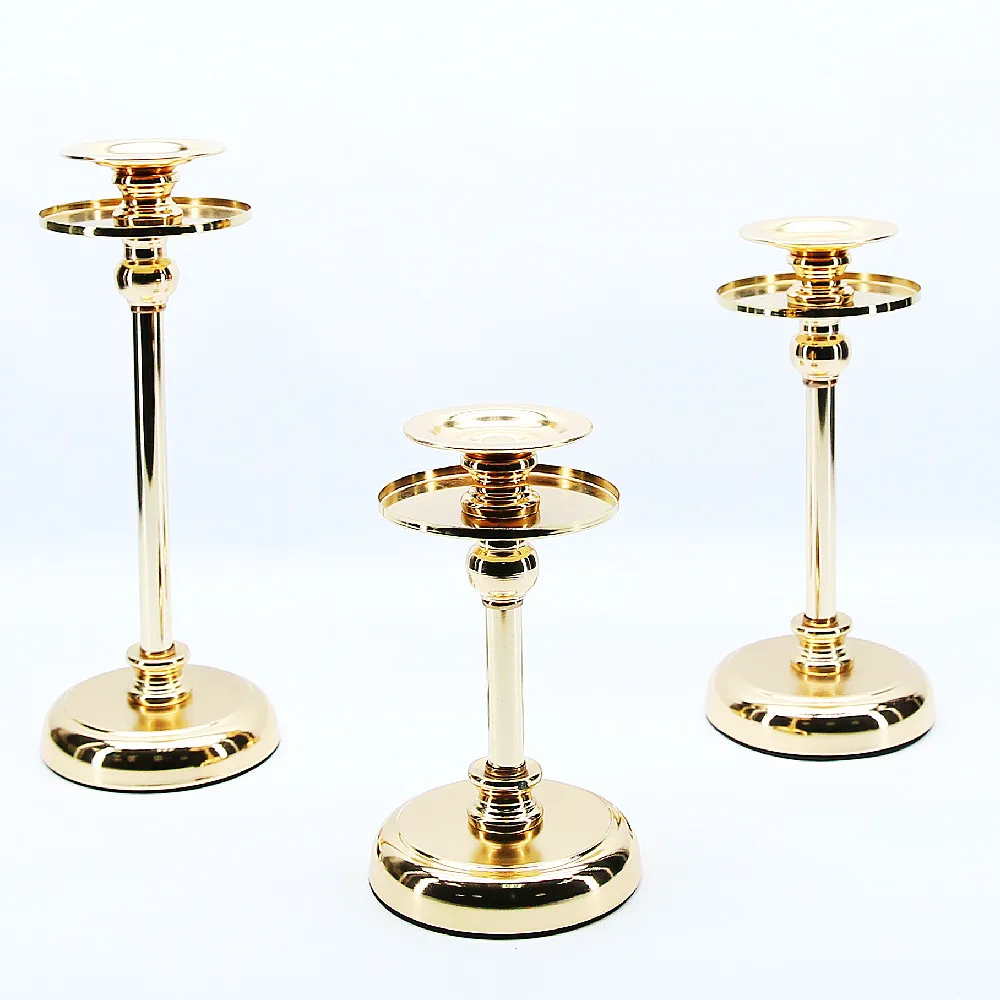 Wedding T stage Decoration candle pillar holder Candlestick decorative lamp luxury metal Gold Plated Candle Holders