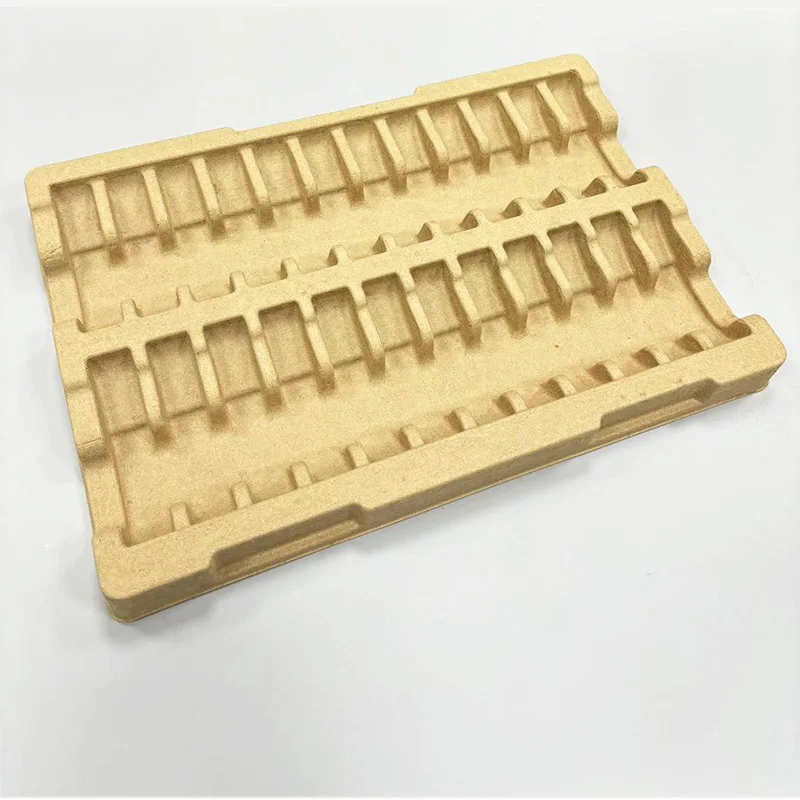 OEM переработанная Компостируемая Экологически чистая упаковочная вставка внутренний лоток из формованной целлюлозы