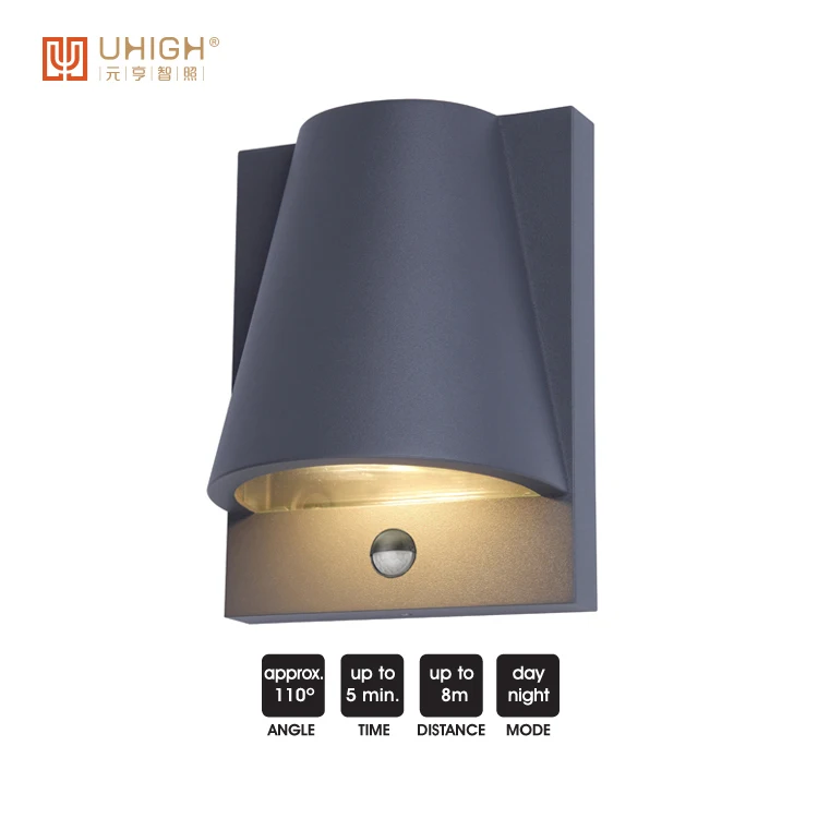 Exterior GU10 wall light with PIR sensor outdoor waterproof aluminum wall sconce with motive sensor