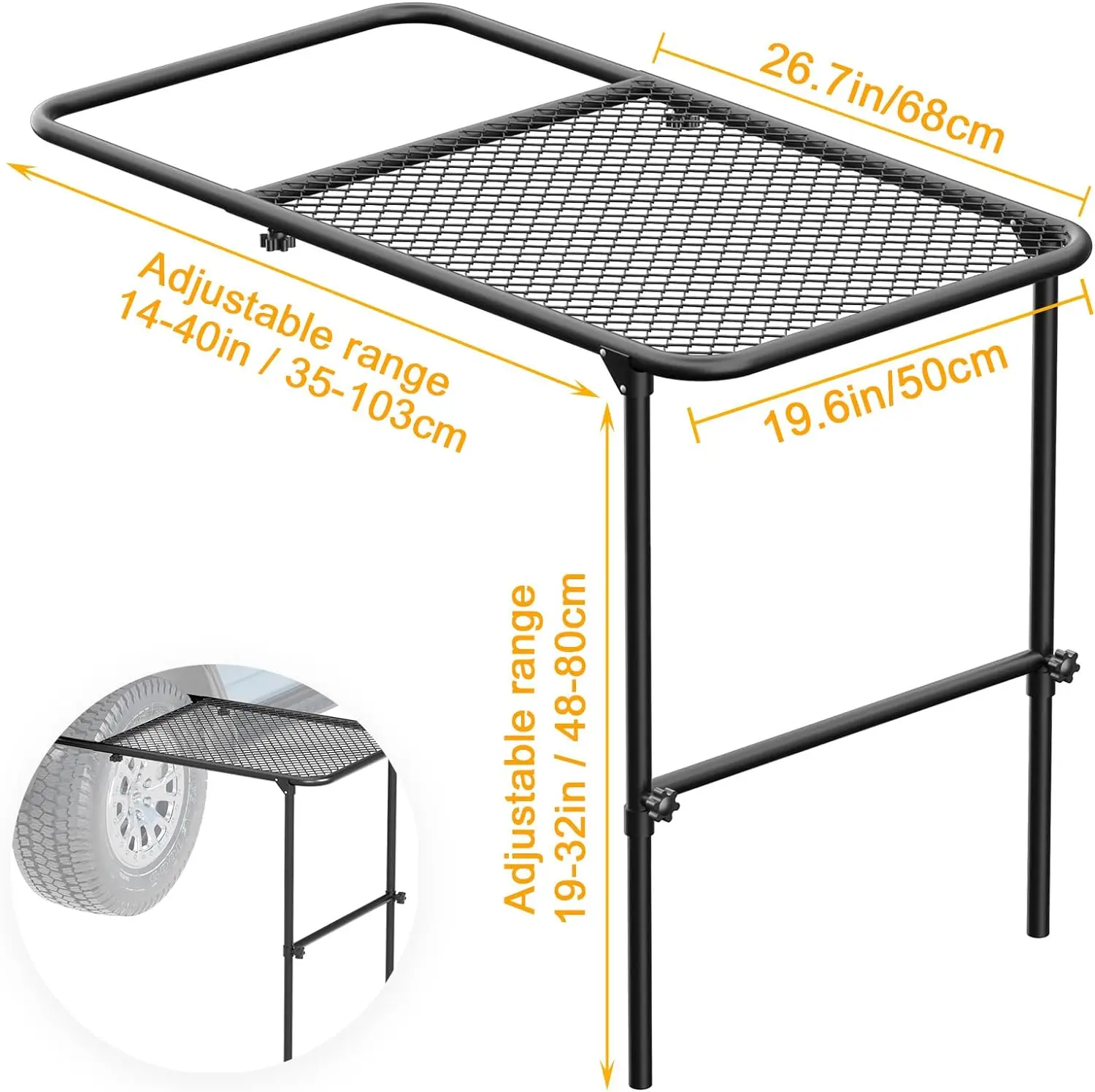 Extendable Folding Table Ultralight Compact  Tabletop and Carry Bag for Car Tire  Beach Concert BBQ Party