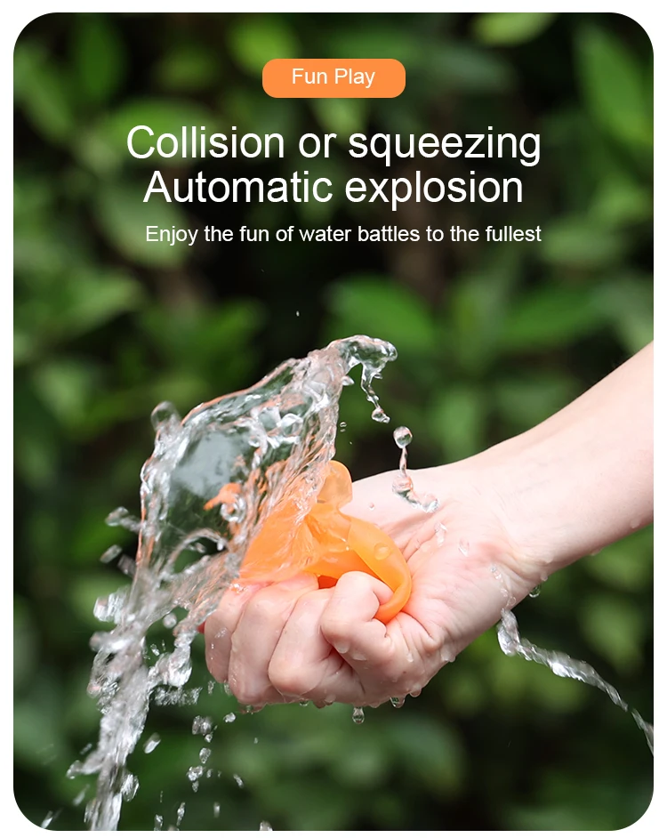 Custom Eco Summer Colorful Silicone Blaster Water Bomb Balls Silicone Quick Reusable Water Bomb Balloons for Kids Water Fight