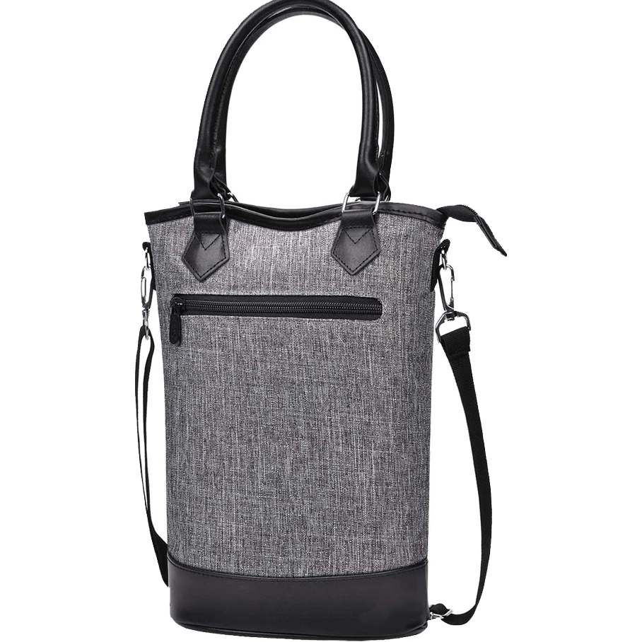 Insulated Wine Carrier Tote - Travel Padded 2 Bottle Wine/Champagne Cooler Bag with Handle and Adjustable Shoulder Strap