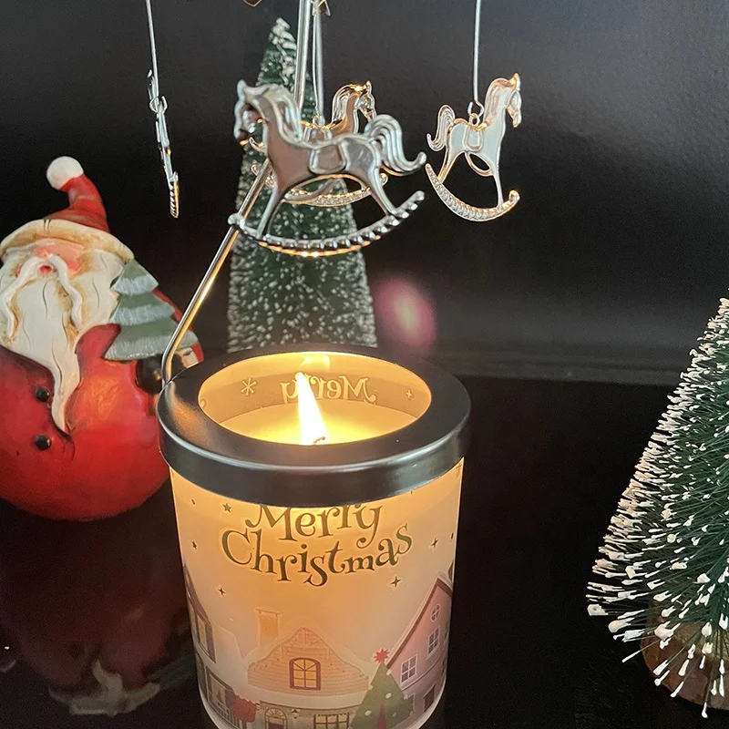 Nordic Home Decor Rotating Candlestick Carousel Carousel Metal Gold And Silver Custom Sized Glass Scented Candles