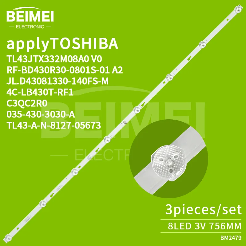 TV Backlight Strip TL43JTX332M08A0 V0 JL.D43081330-140FS-M 4C-LB430T-RF1 TV LED Strip Light for TOSHIBA 43L26CMC TCL L43E9600