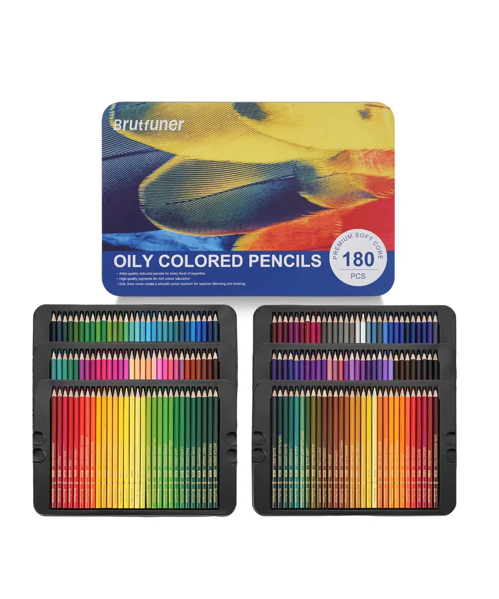 Meihui Artist Pencil Tin Box 180 Quality Soft Core Color Lead Oil Based Colored Pencil for Drawing Coloring