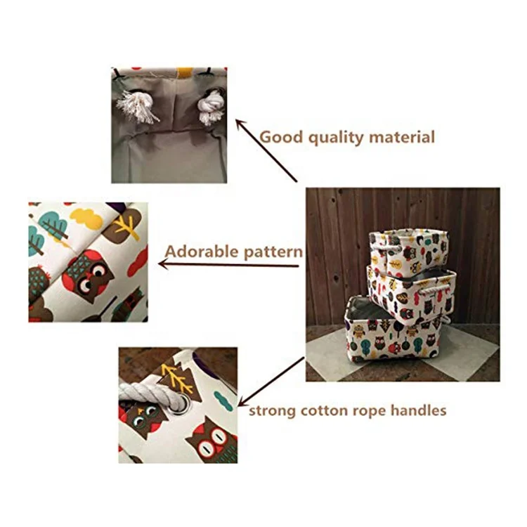 Eco-Friendly Small Wire Storage Box Foldable Cotton Handle Laundry Basket for Multi-Use Household Sundries Packing