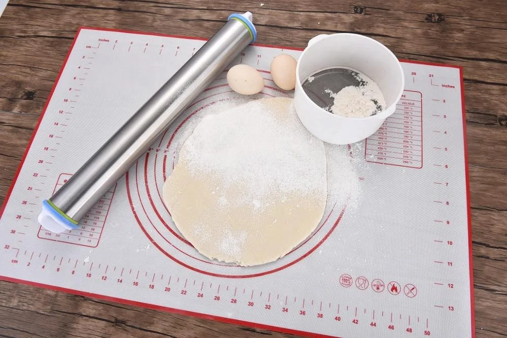 
New Products Stainless Steel Adjustable Rolling Pin and Pastry Mat Baking Mat Set 