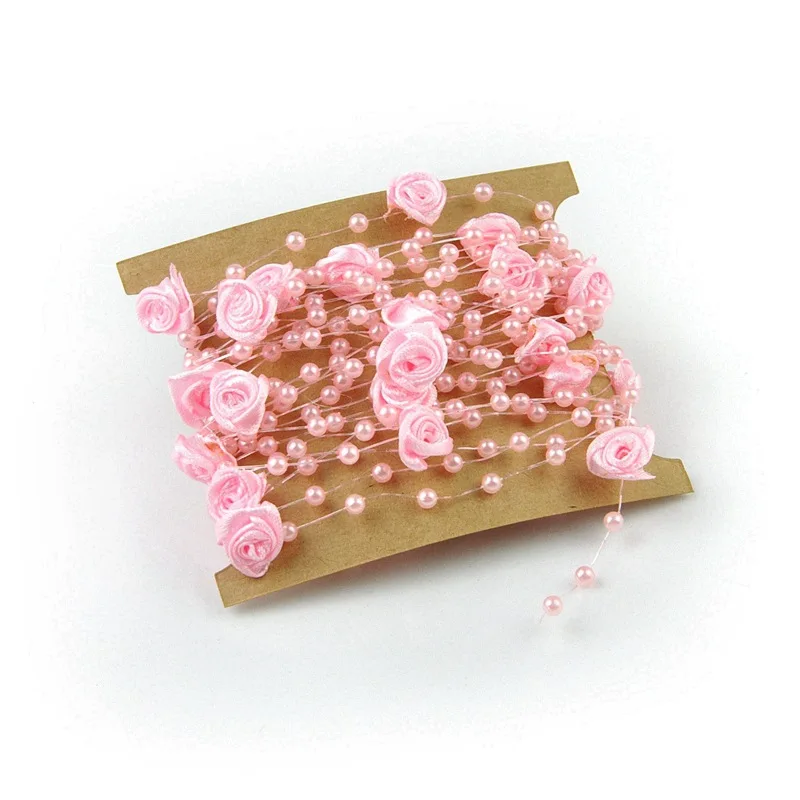 5m Artificial Flowers Peony Rose String Pearl Beads Chain Garland DIY Crafts For Jewelry Making Wedding Decoration Home Decor