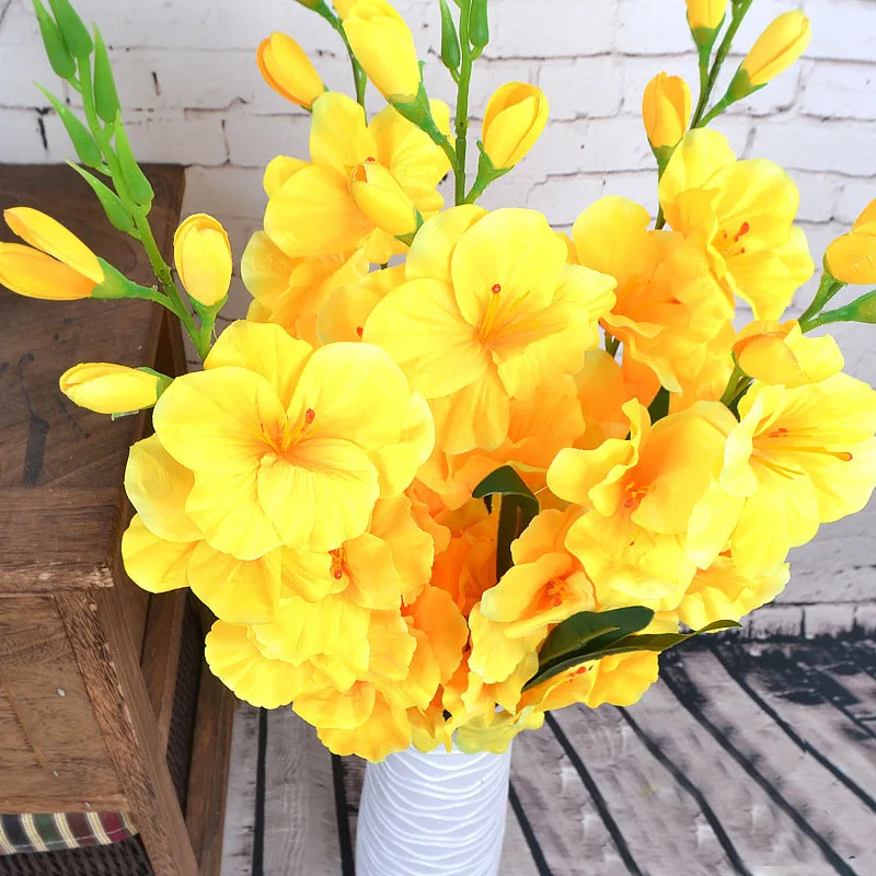 2023 New Realistic 1Pc Artificial Simulation Gladiolus Flower Stem Wedding Bouquet / Posy Table Arrangement Home Decor 8 Colors