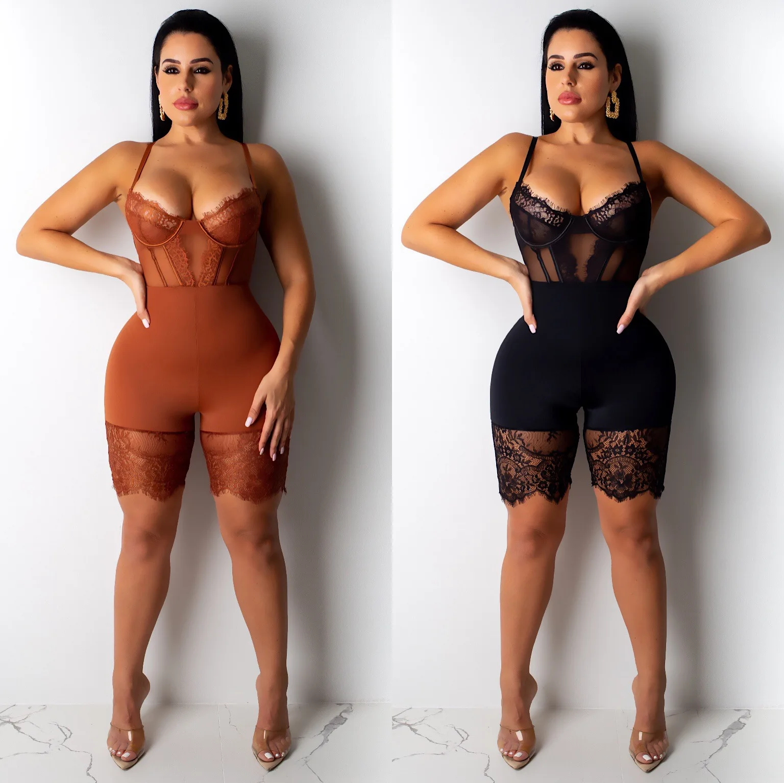 
2021 long sleeve lucky label lace fall winter regular corset short women bodysuit one piece jumpsuit rompers 