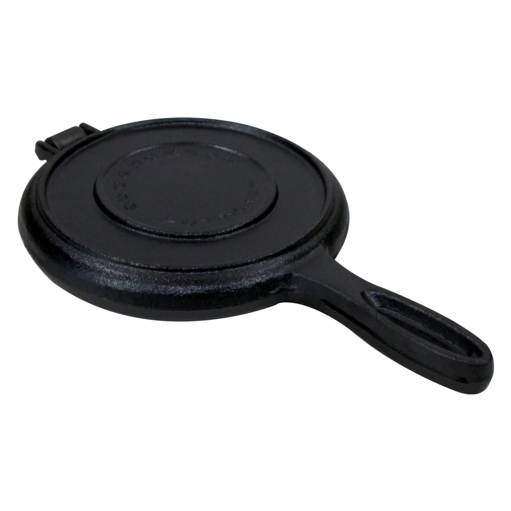 Outdoor cast iron waffle maker two piece hinged waffle pan for stove top or grill make waffle iron cookware
