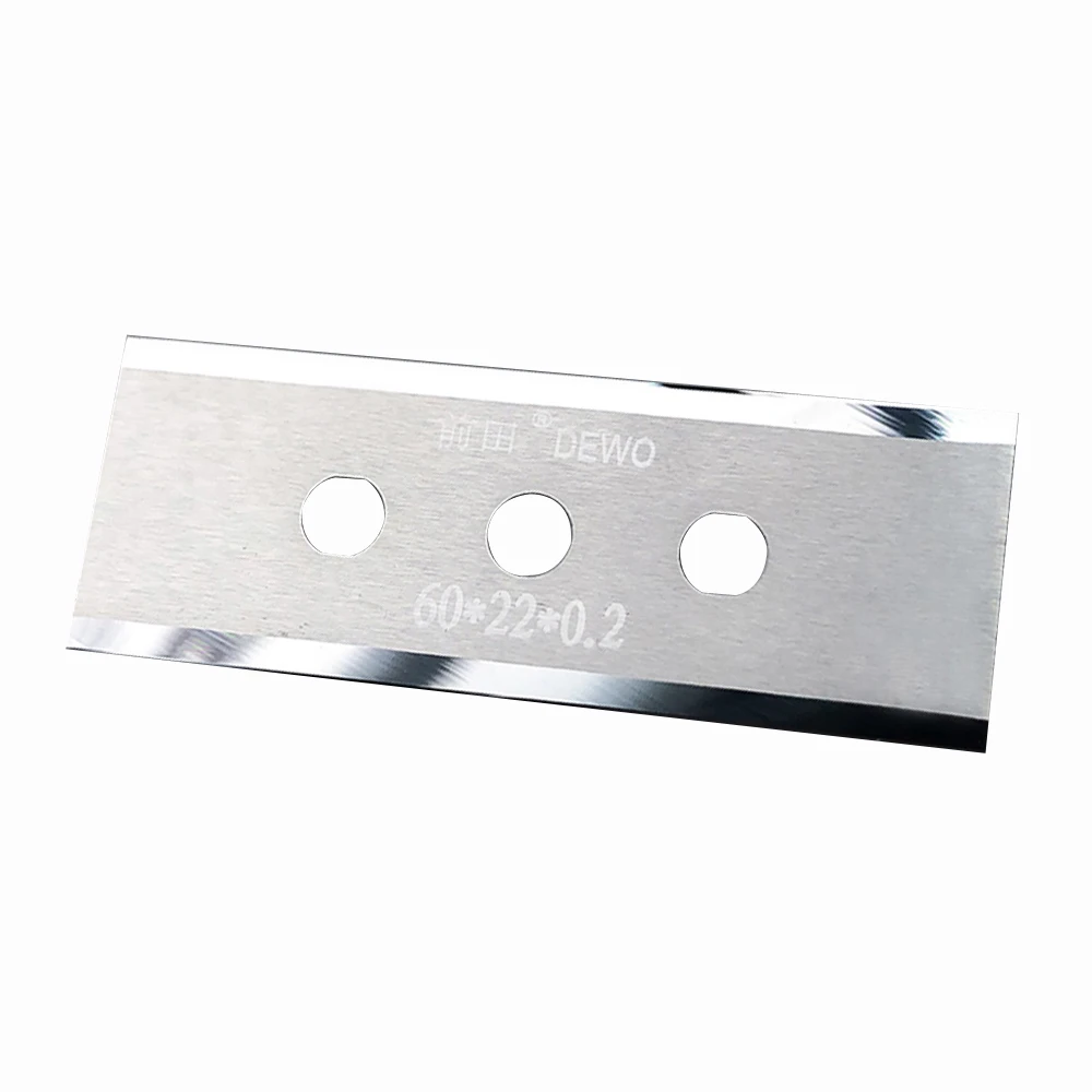 60*22*0.2mm Three hole lengthened tungsten steel blade, plastic film blade, chemical fiber industrial blade