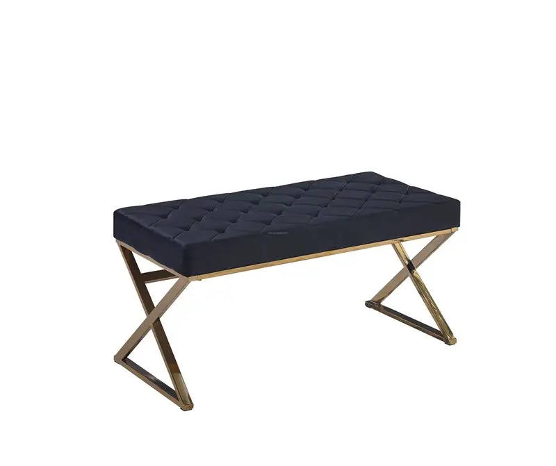 Modern and top-rated dining room living room bench with stainless steel and velvet ottaman