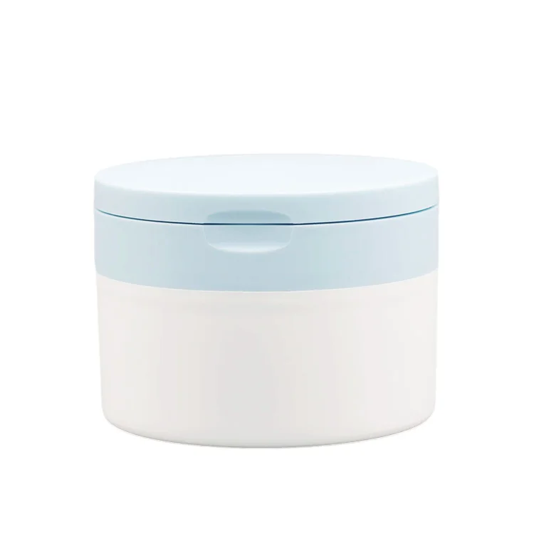 New Custom Double Wall Round Shape 100ml Plastic PP White Cosmetic Facial Hand Skin Care Container Cream Jar with Pink Lid Spoon