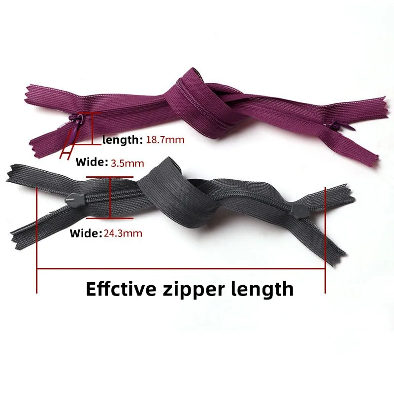 Custom No 3/5 hidden nylon zipper 2 way invisible zipper  Invisible Zipper