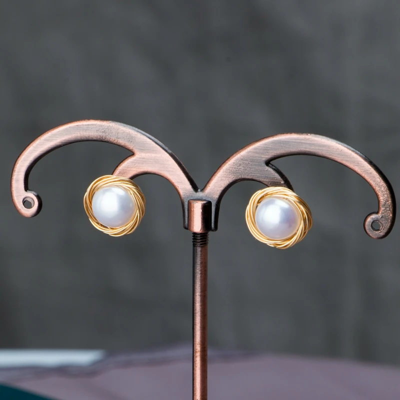Factory Wholesale High Quality 925 Sliver Gold Color Handmade Freshwater Pearl Earring With Low Price