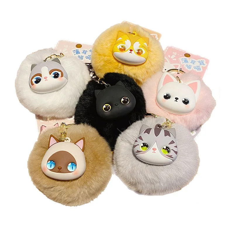 Smart Creative rex rabbit fur cat doll female cute plush cat doll key chain package pendant
