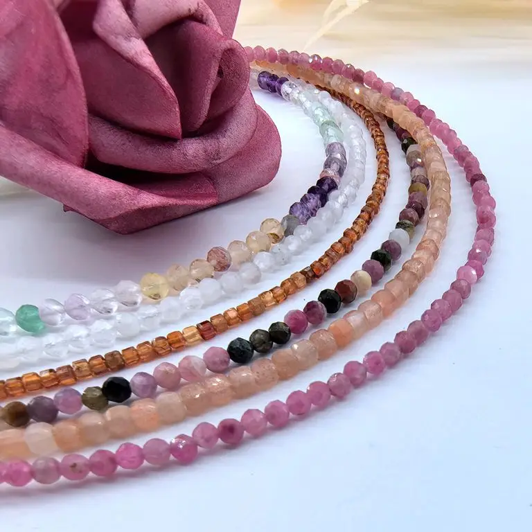 Fashion Natural Stone Round Faceted Beads Necklace 925 Sterling Silver Handmade Gemstone Crystal Fine Jewelry Elegant Necklace