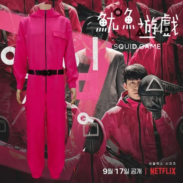 2021 Косплей-костюм из игры кальмар, маска, комбинезон, круглые, квадратные, круглые, Треугольные пластиковые шлемные маски, костюм для Хэллоуина и вечеринки