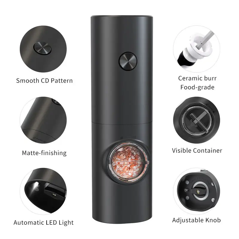 Type-C Rechargeable LED Light Electric Salt and Pepper Mills Set