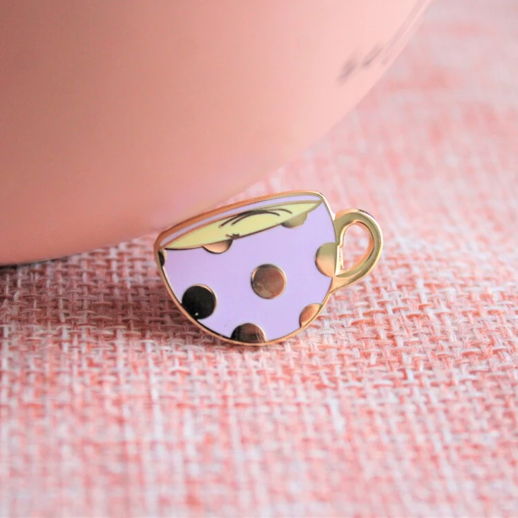 Custom Casual Cartoon Anime Lapel Pin Badge Manufacturer Coffee Cup Cute Custom Metal Made Hard Enamel Pin