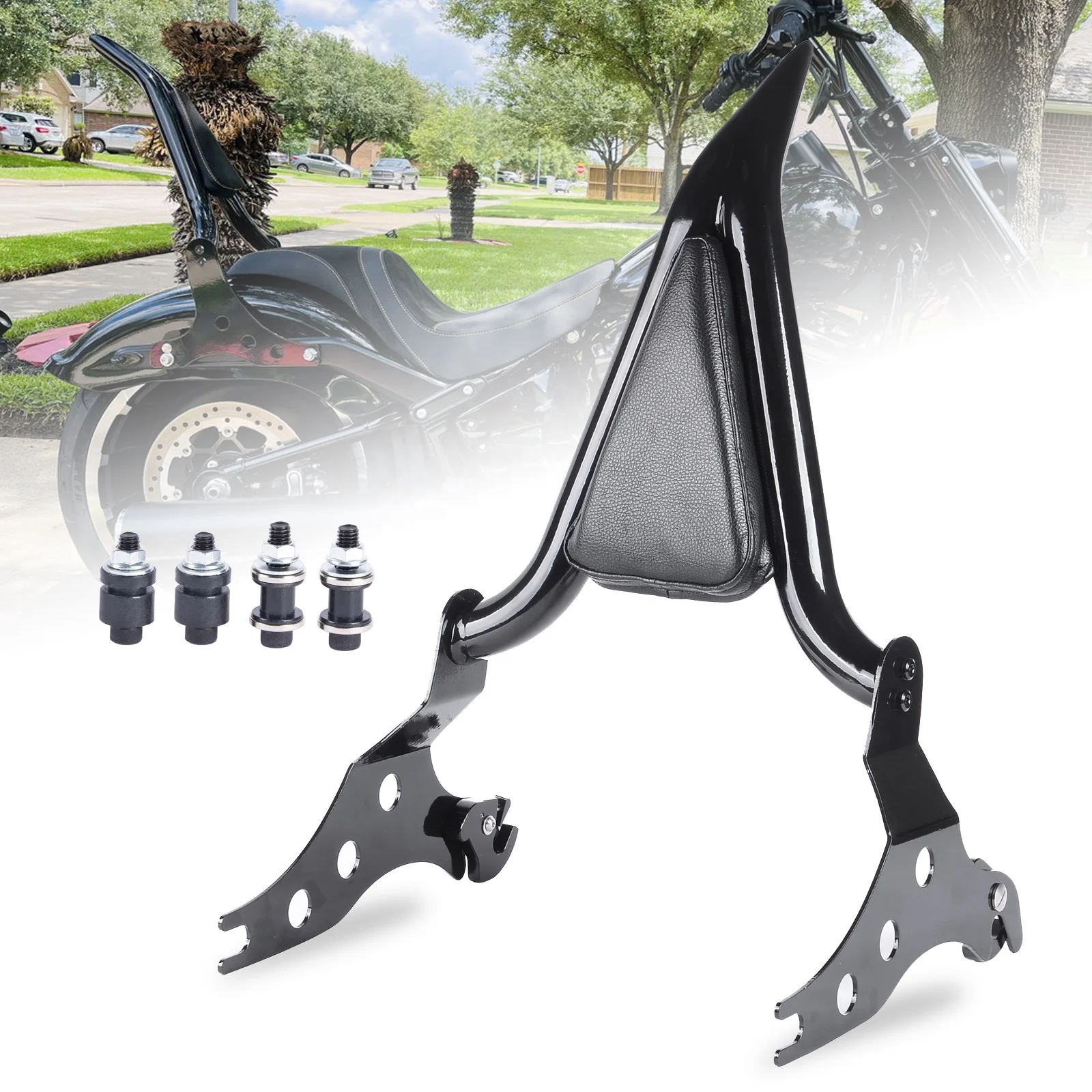New Generation Black Sissy Bar Detachable Passenger Backrest Rear Pad Fit for Harley Fat Boy FLFBS 2018-2022 Breakout 2013-2022