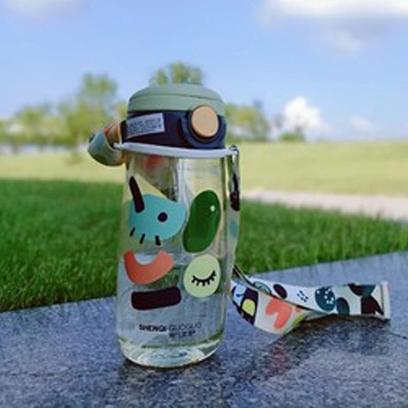 
DesignsKids Water Bottle with Straw and Built in Carrying Loop Made of Durable Plastic, Leak-Proof Design (16 oz 