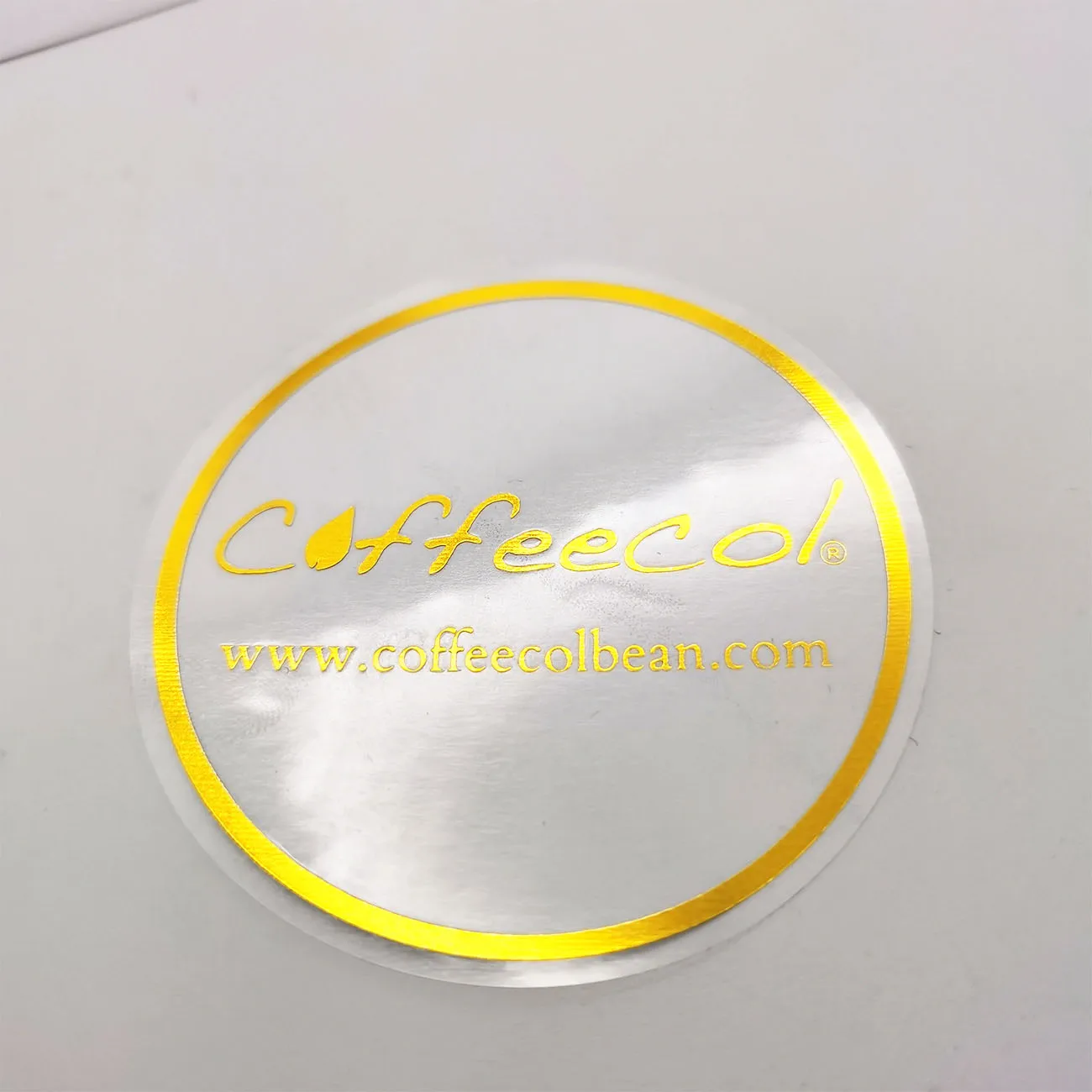 Art Half Custom Printed Logo or Text Round Transparent Stickers Gold Foil Clear Label Stickers
