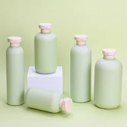 Matte Green Plush HDPE Plastic Cosmetic Packaging Soft Touch Squeeze Body Lotion Bottles Shampoo Bottle 200ml 250ml 400ml 500ml