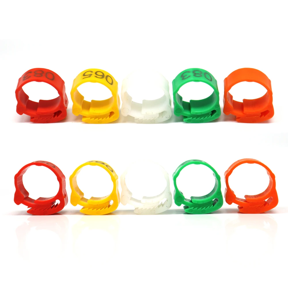 Plastic Colorful Numbered Chicken Clip-on Leg Ring Adjustable Size Poultry Duck Pigeon Identification Foot Rings