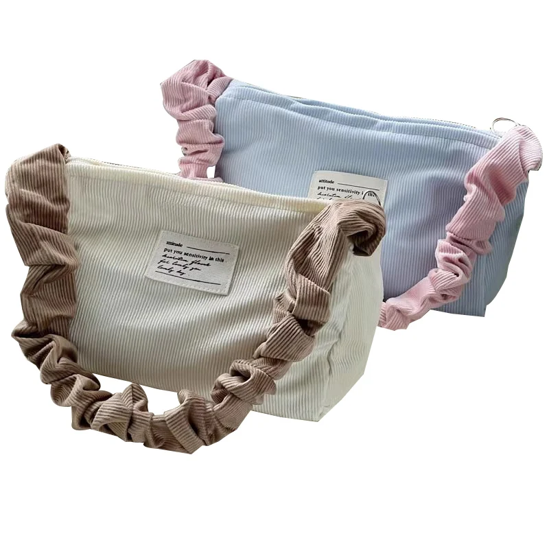 Personalized color corduroy Handbags Wholesale Casual Light Weight Shoulder Bags Custom Tote Bag