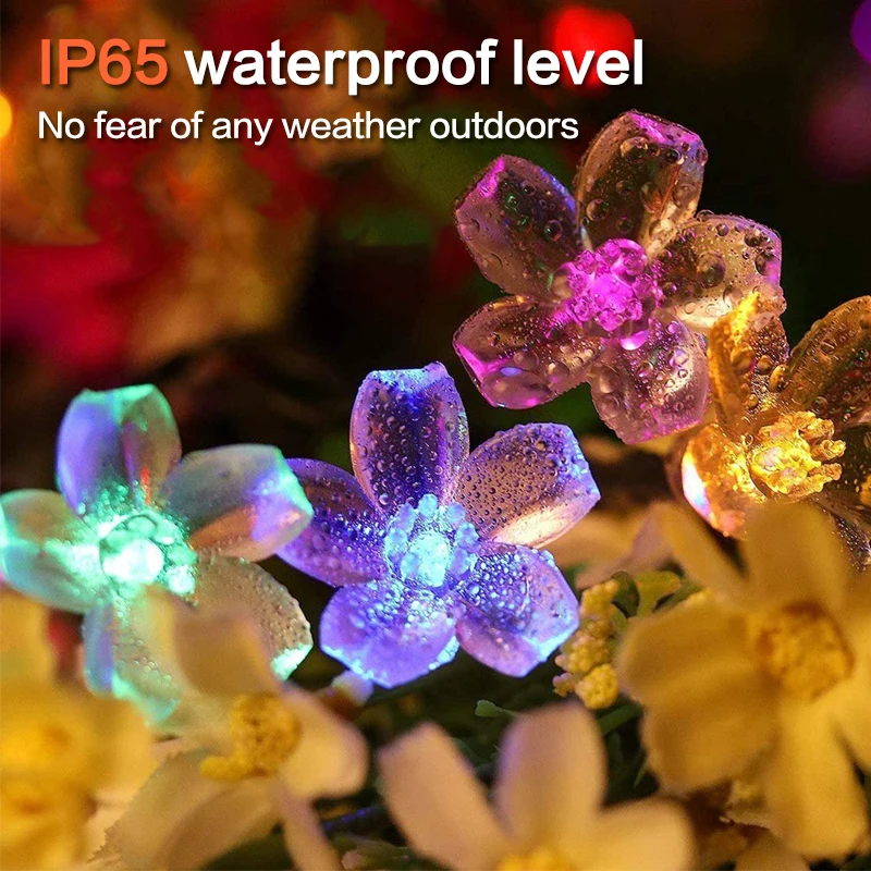 7M Outdoor Waterproof Solar Garden Decor LED String Light 50 LED Fairy Blossom Sakura Cherry Flower Lamp Body