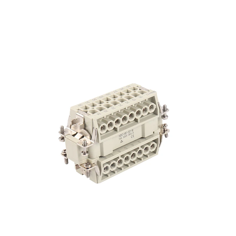 HE Series 32 Pin Heavy Duty Rectangular Connector With Crimp Wire Terminal Female Insert