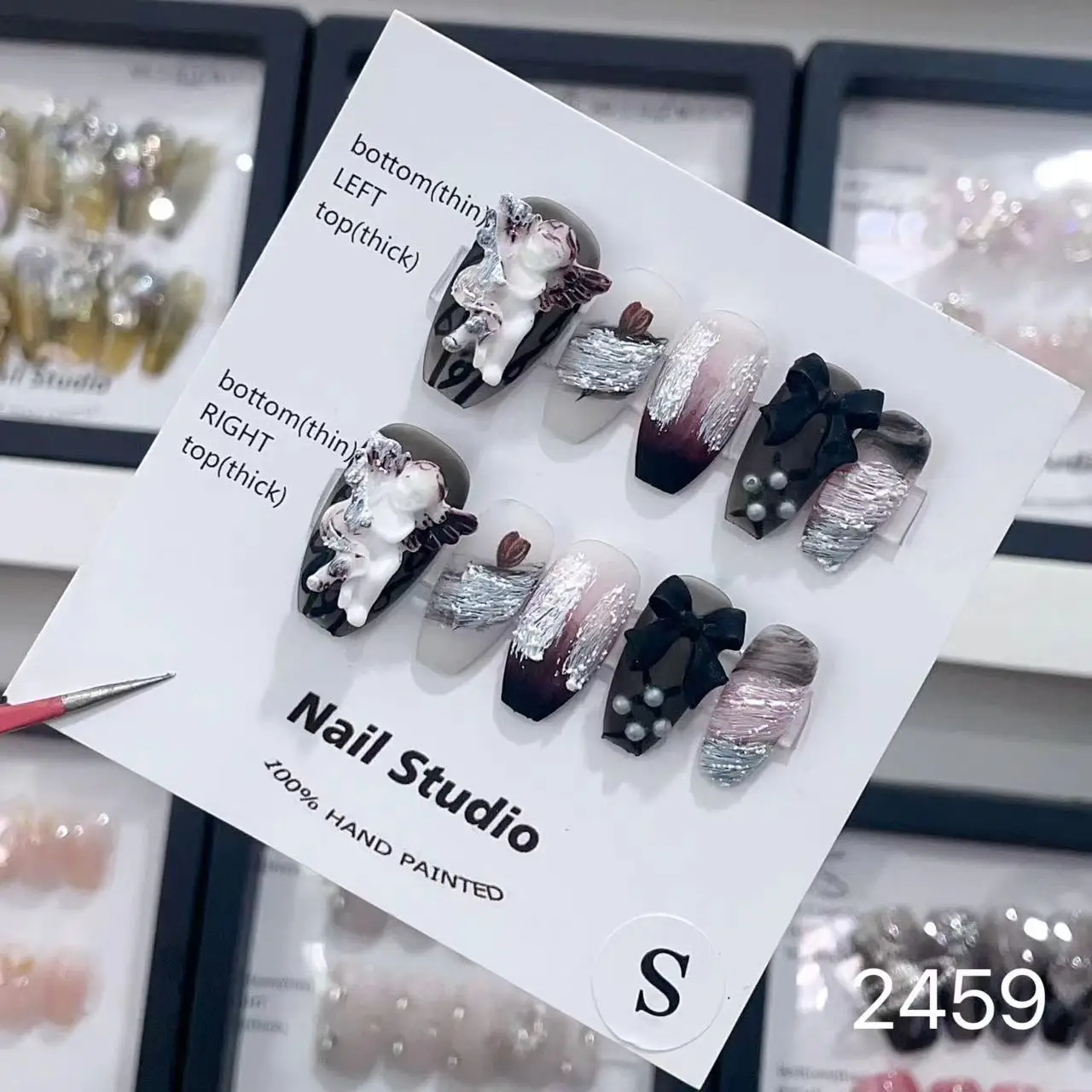 High Quality Thick Acrylic Press On Nails Handmade False Nails 10 Pcs Hand Painted Press On Nails