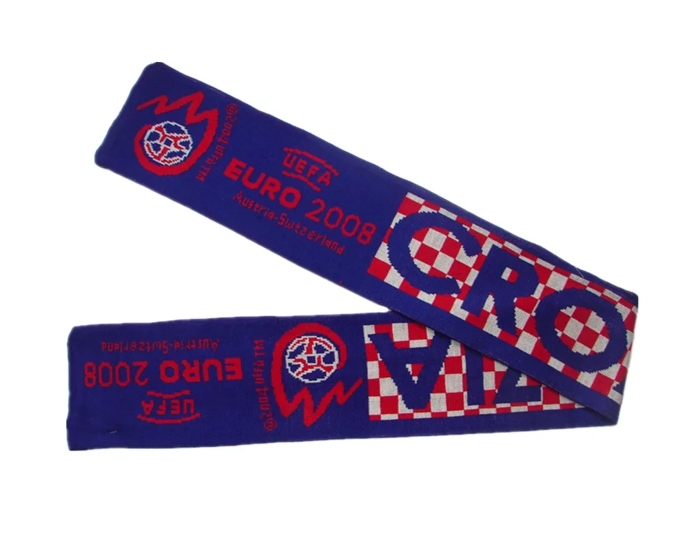 knit factory directly supply hot popular warm soft double layer  LOGO letter pattern chunky jacquard football scarf