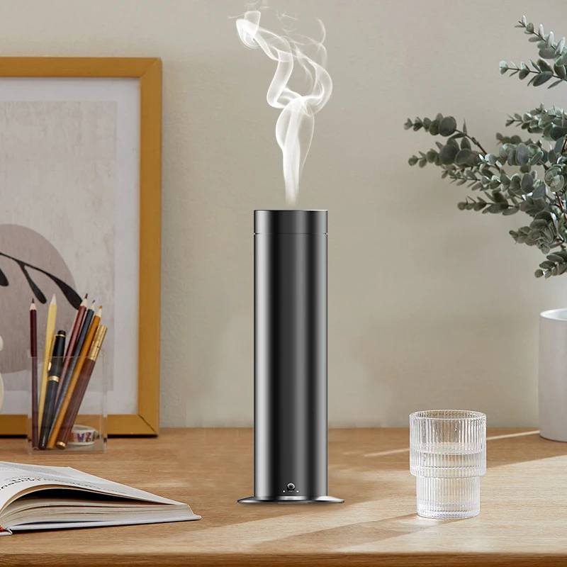 Luxury Hotel Collection Studio Scent Diffuser Cylindrical Silver Black Waterless Smart Essential Oil Tower Aroma Diffuser