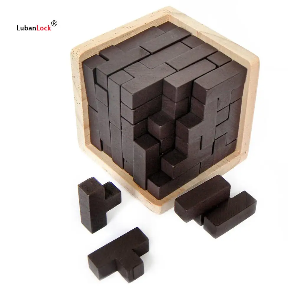 Wooden Brain Teaser Puzzle Cube for Adults Wooden Mind T-Shaped Jigsaw Puzzles  for the intellectual challenge educationan