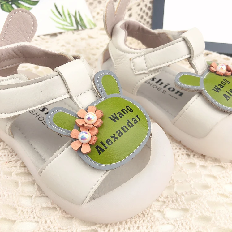 Wholesale Kids Baby Shoes Girls Footwears Transparent Floral Rabbit Toddler Casual Shoes