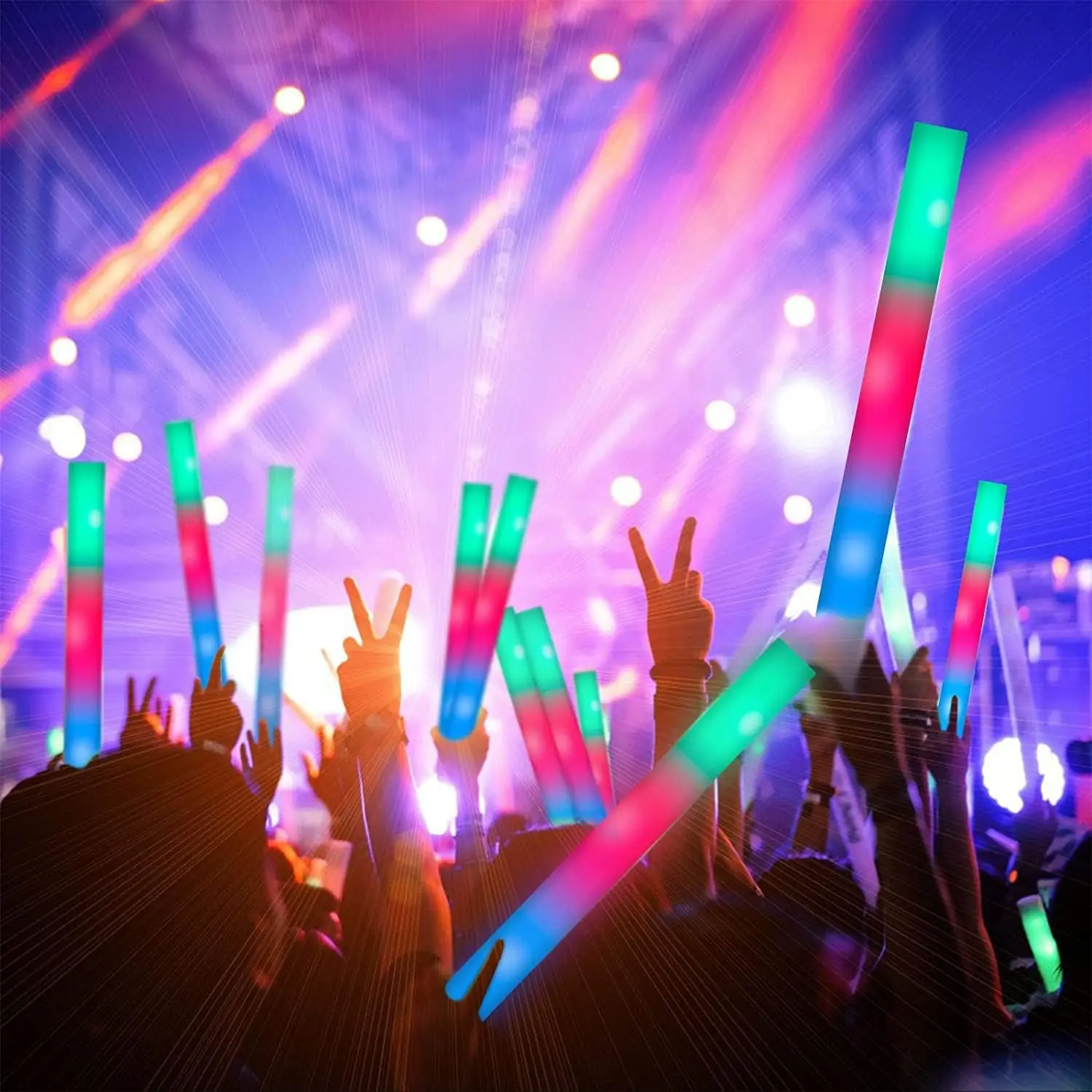 Colorful LED Support Luminous Wands New Custom Printed RGB Luminous Foam Stick Parties Weddings Concerts Bars Shows