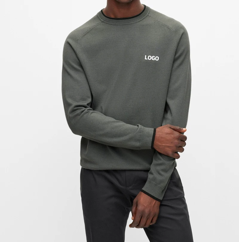 2024 Top Grade Men Luxury Royal Blue Sportswear Custom Logo Cashmere Knitted Warm Sport Sweater