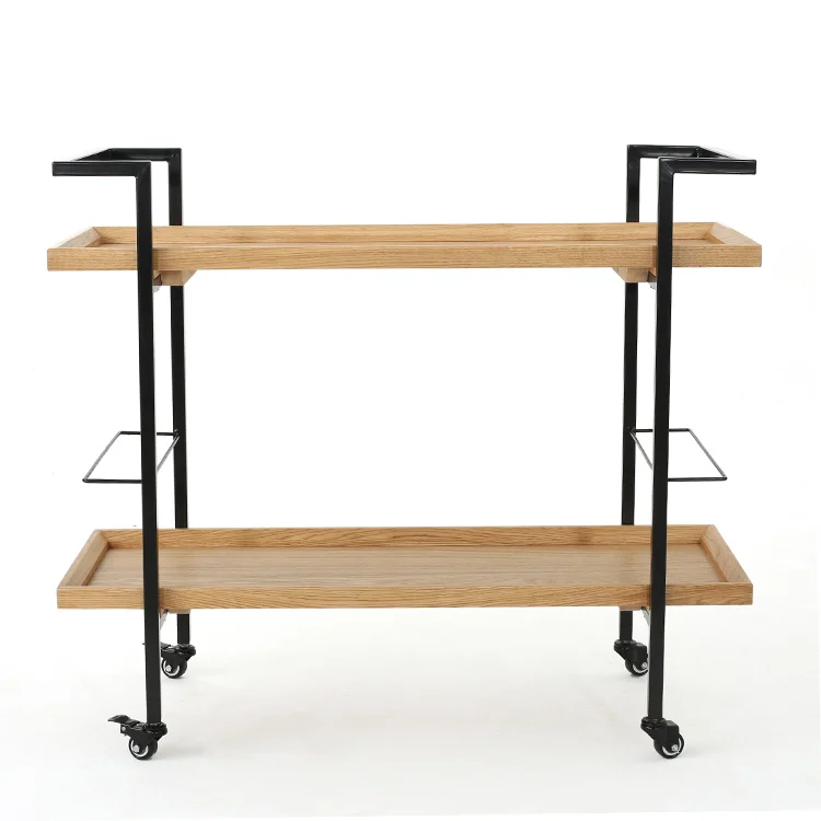 Бесплатная доставка в США, Современная промышленная деревянная фургон с двумя полками и роликами