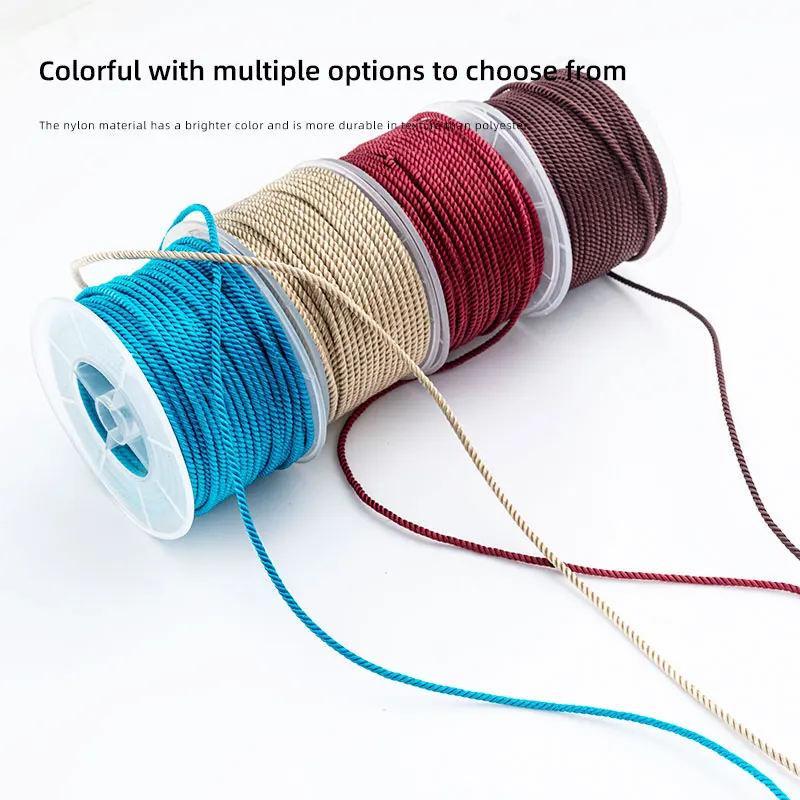 Multicolor Rope 3mm Round Nylon Cord Braided Knotting Silk Decorative Milan Cord For Jewelry making