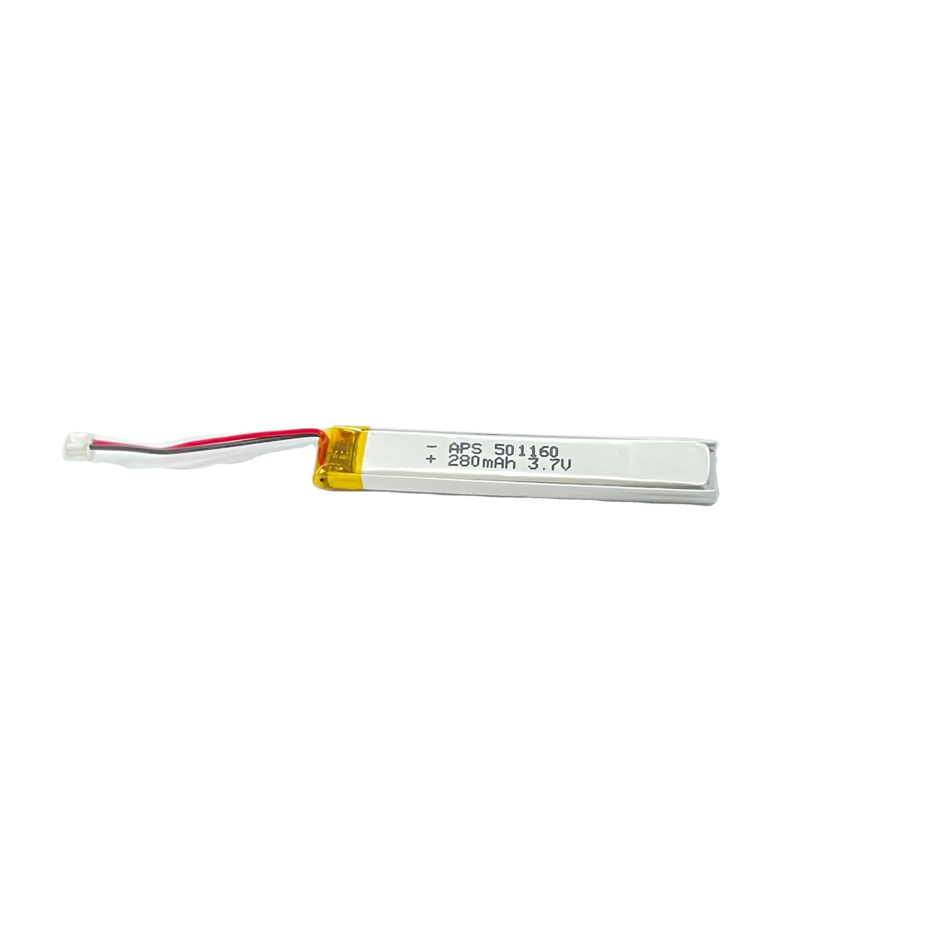 customize lithium ion polymer battery 501160 3.7V 280mAh li-po cell lithium ion battery 501160 1.03Wh for GPS