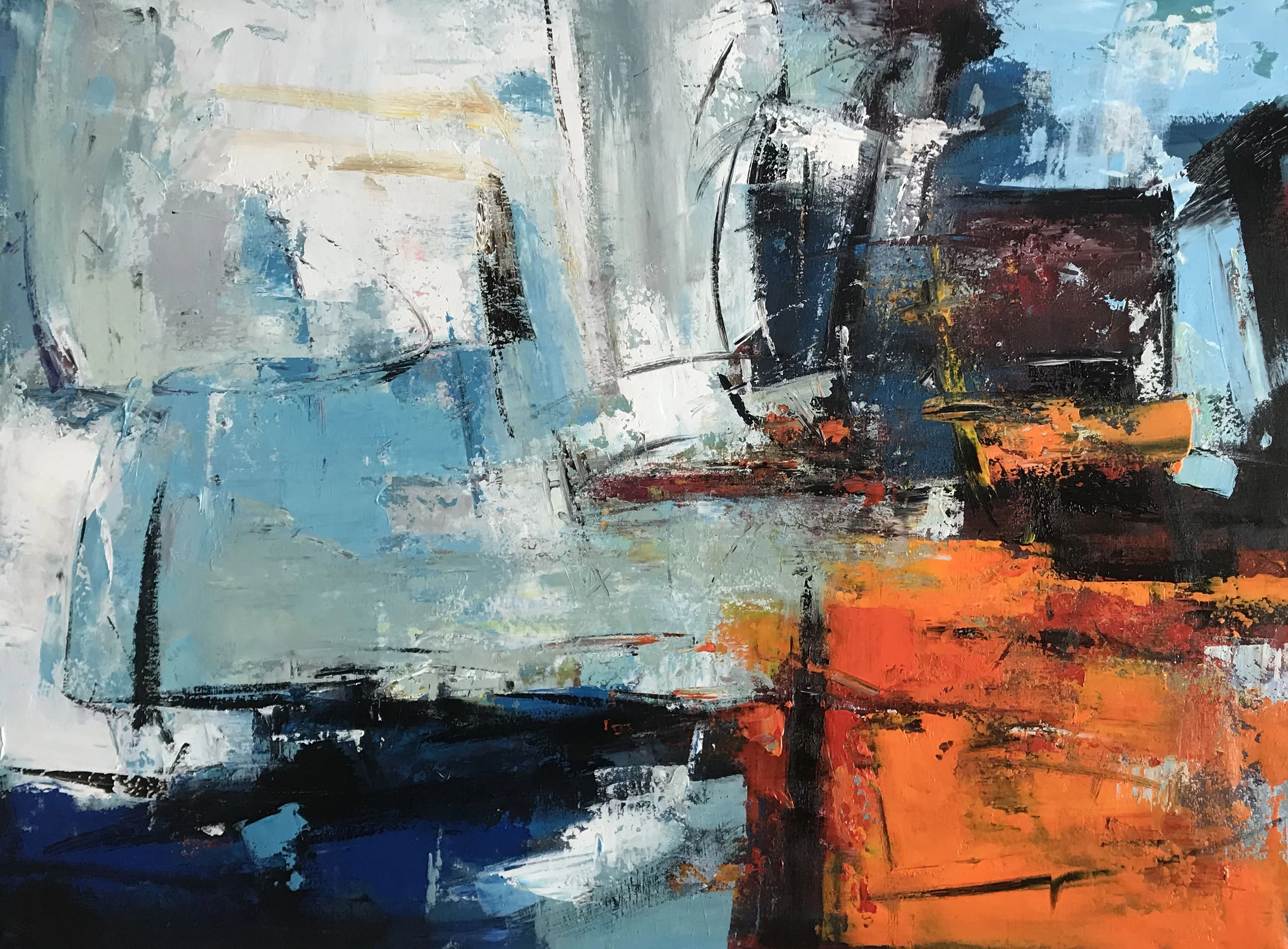 Hand painted modern large wall art oil painting for living room