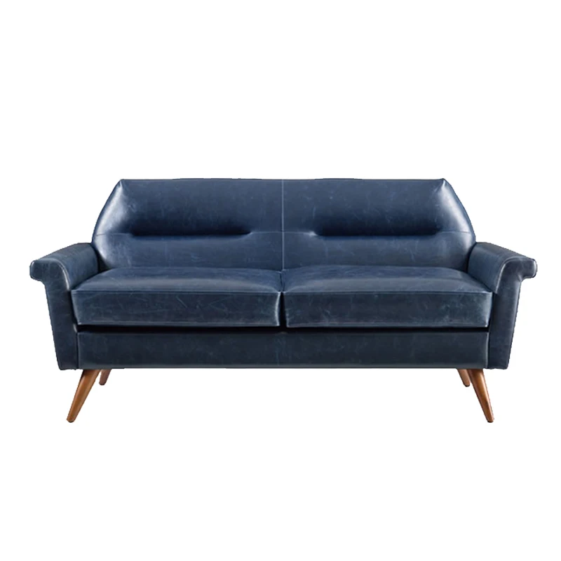 china modern living room nordic Navy Blue 2 seater sofas genuine leather sofa wholesale