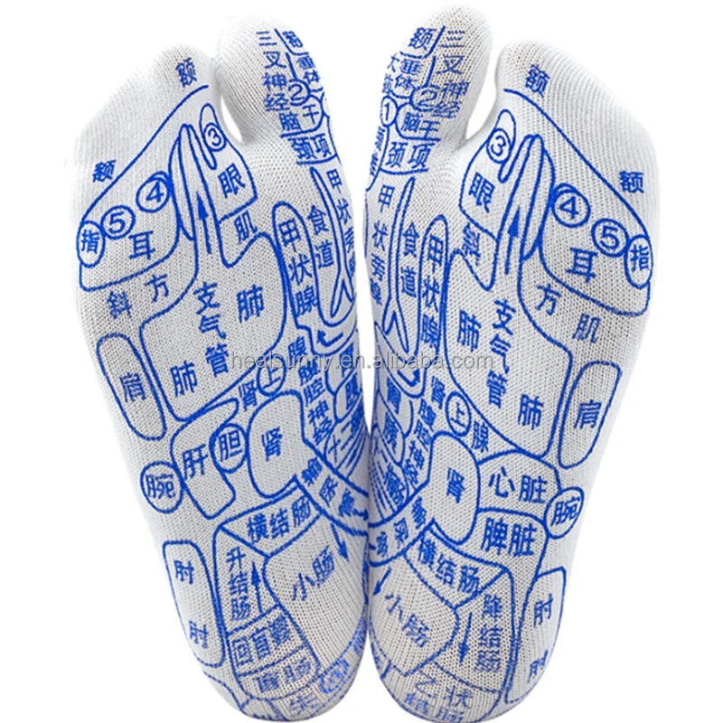 English Unique Print Reflexology Acupressure Charts Massage Socks Men Unisex Foot Massage Socks