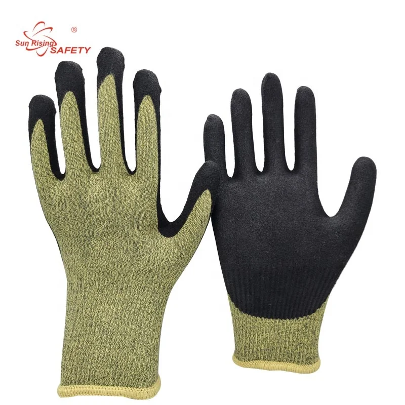 SRsafety Aramid Sandy Neoprene Rubber Gloves Customizable ANAI A4 Anti Cut Gloves Safety Heat Resistant Gloves for Workers